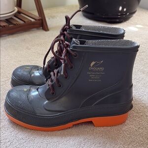 🪺Gray and Orange Steel Toe Boots: